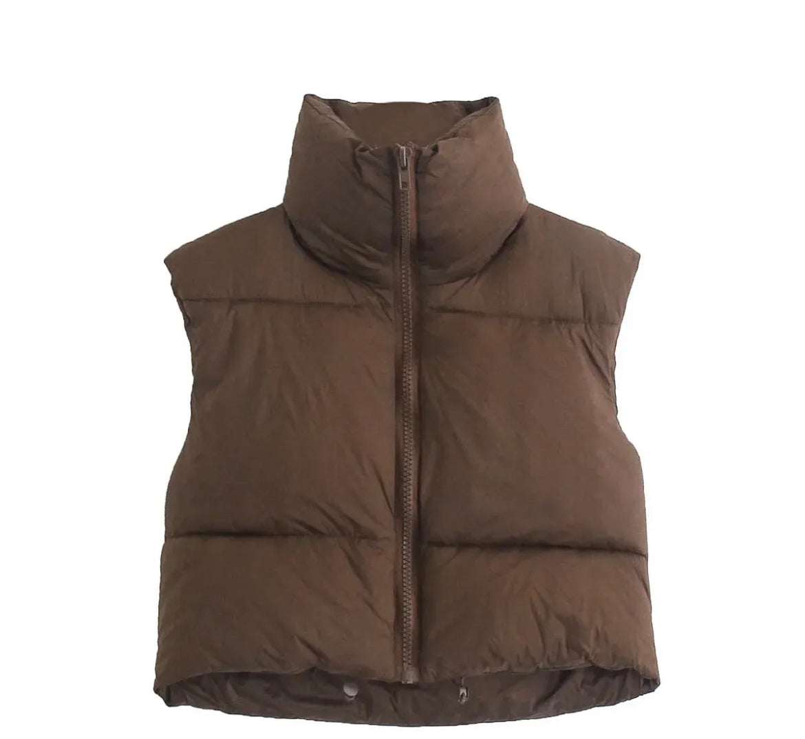Bubble Crop Vest (Brown)