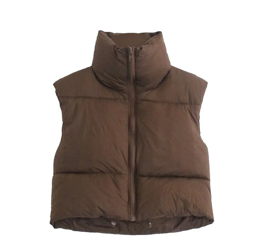 Bubble Crop Vest (Brown)