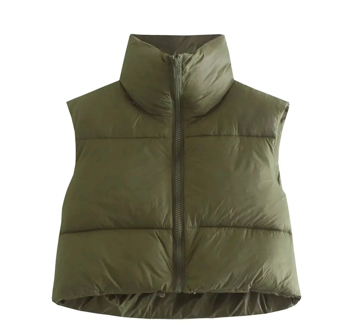 Bubble Crop Vest (Dark Green)
